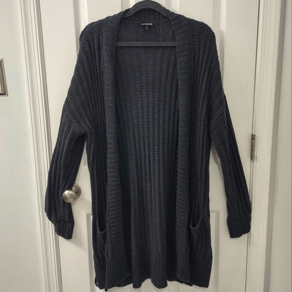 Express Forest Green Oversized Knit Cardigan Sweater Size S - Picture 6 of 6